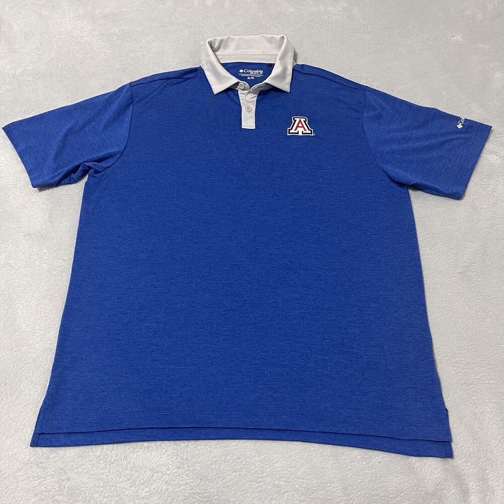 University of Arizona Wildcats Polo Shirt Mens XL Blue Columbia Golf Club Collar